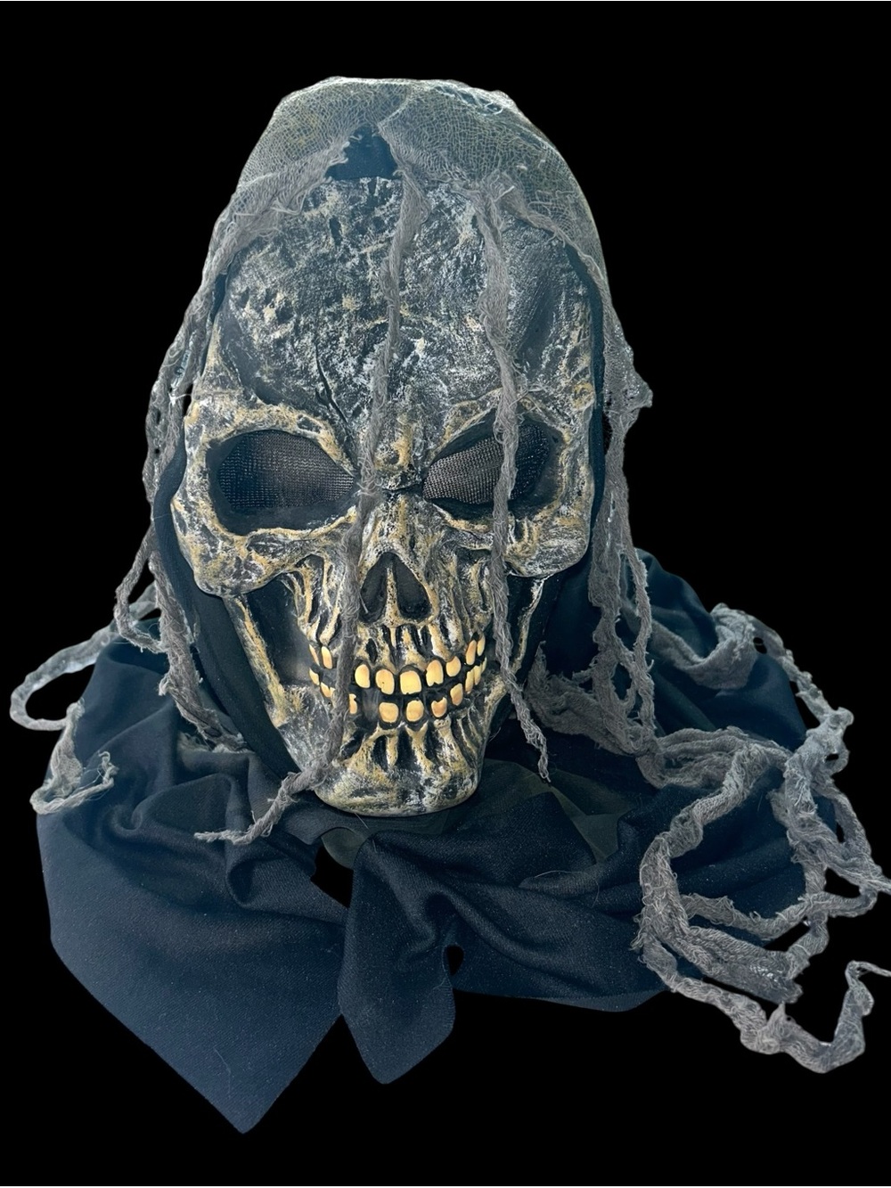 Vintage Easter Unlimited Fun World Crypt Creature Skull Mask OS Gauze ct